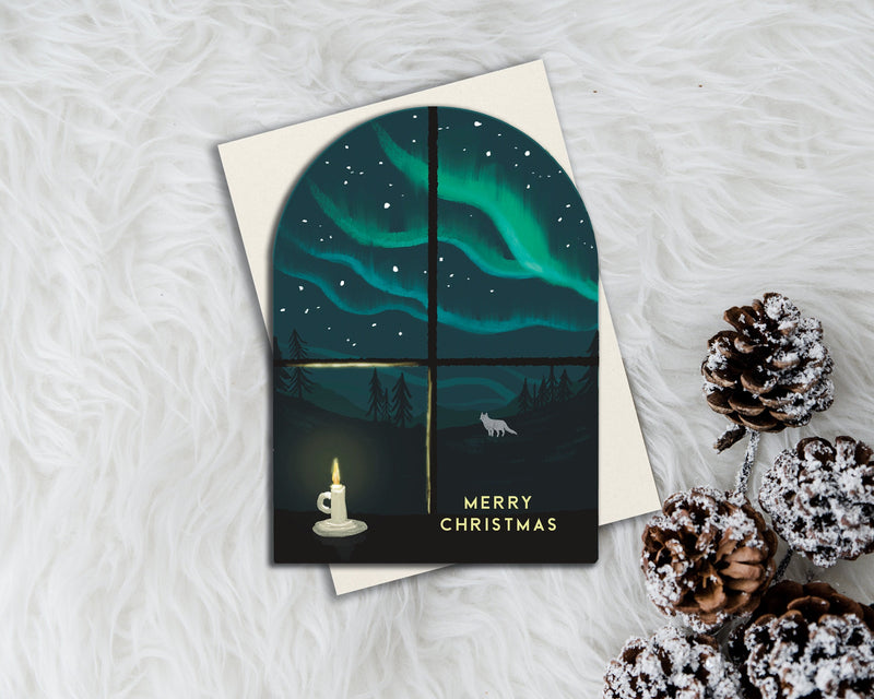 Christmas Window Aurora Card- Single