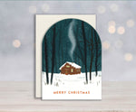 Snowglobe Cabin Christmas Card