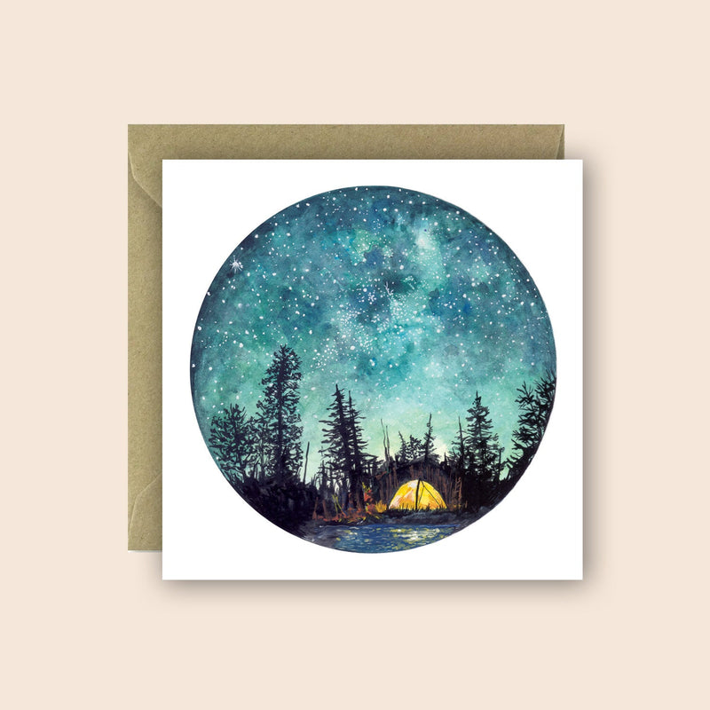 Camping At Night Card