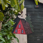 Red Cabin Wooden Christmas Decoration