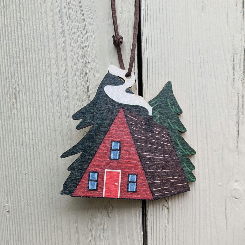 Red Cabin Wooden Christmas Decoration