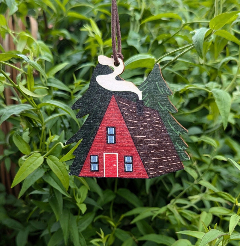 Red Cabin Wooden Christmas Decoration