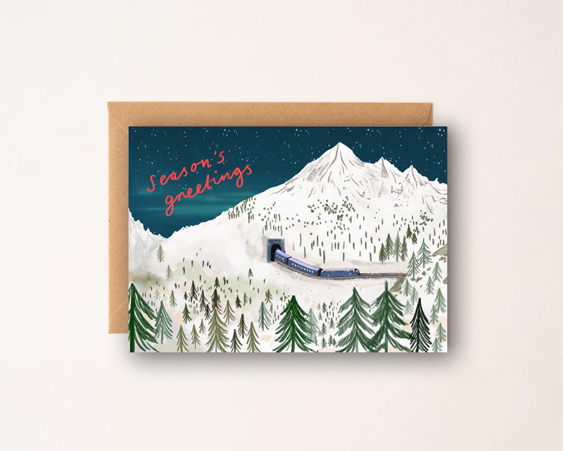 Christmas Express Train - Illustrated Christmas Card