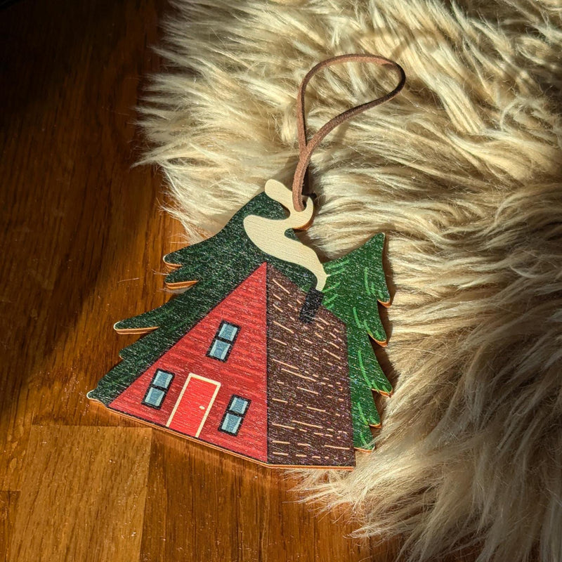 Red Cabin Wooden Christmas Decoration