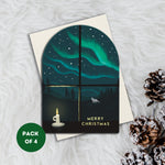 Pack of 4 - Christmas Window Aurora Card