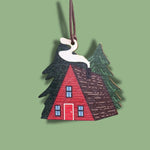 Red Cabin Wooden Christmas Decoration